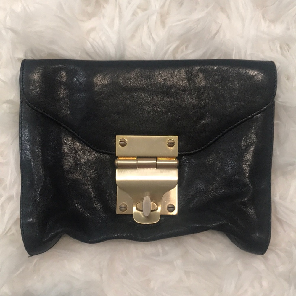 Alexis Hudson Black Leather Clutch